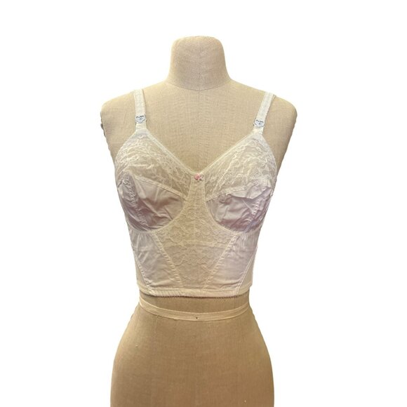 Vintage Lingerie Union Made Fantasia Original Lilyette White Lace Bustier Corset - Picture 1 of 12